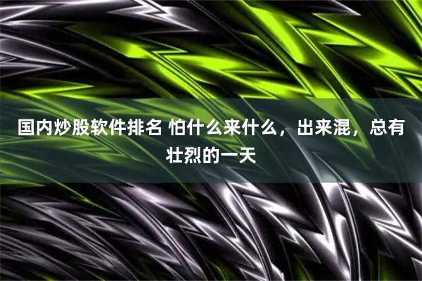 国内炒股软件排名 怕什么来什么，出来混，总有壮烈的一天